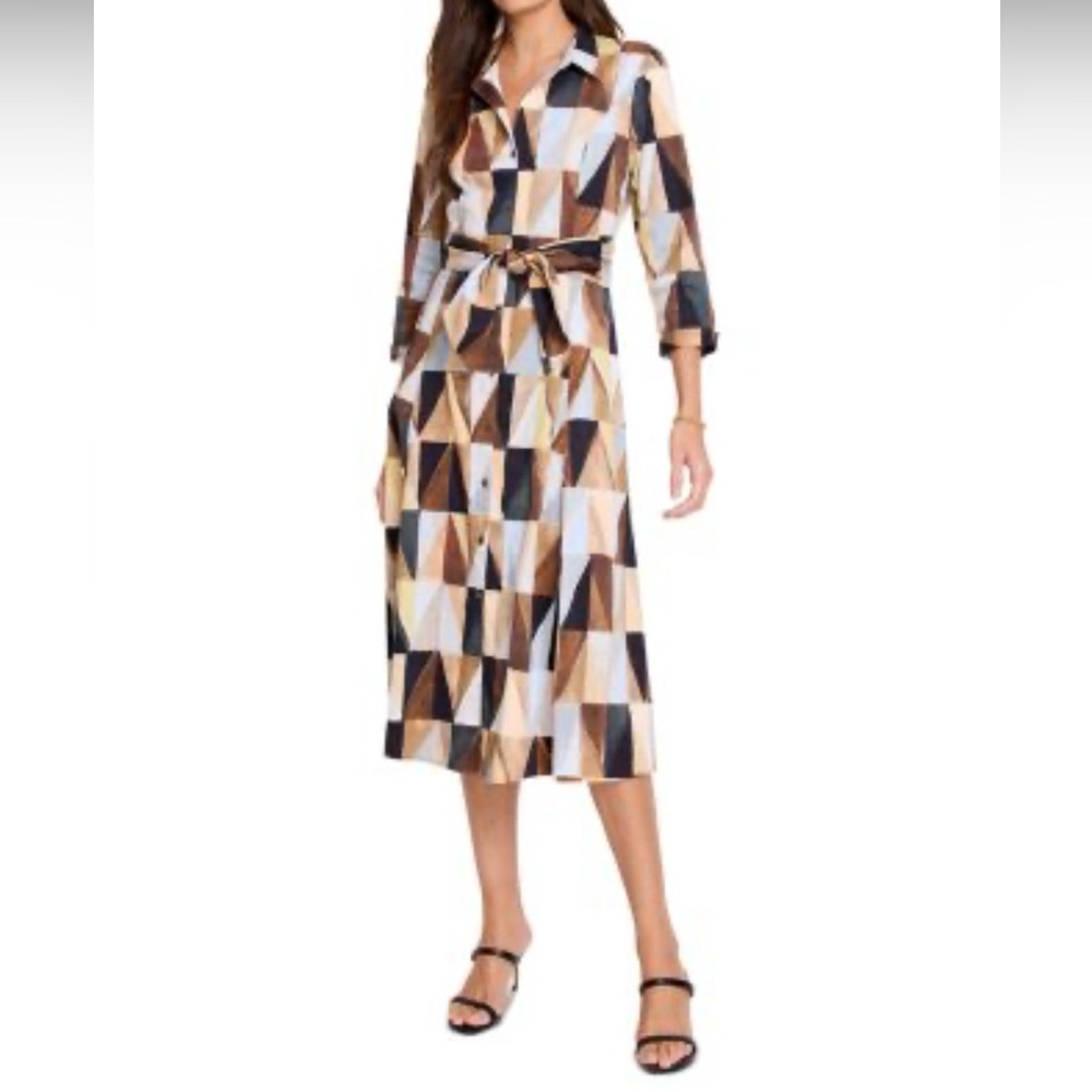 NIC+ZOE Tri-Tone Geometric Midi Dress